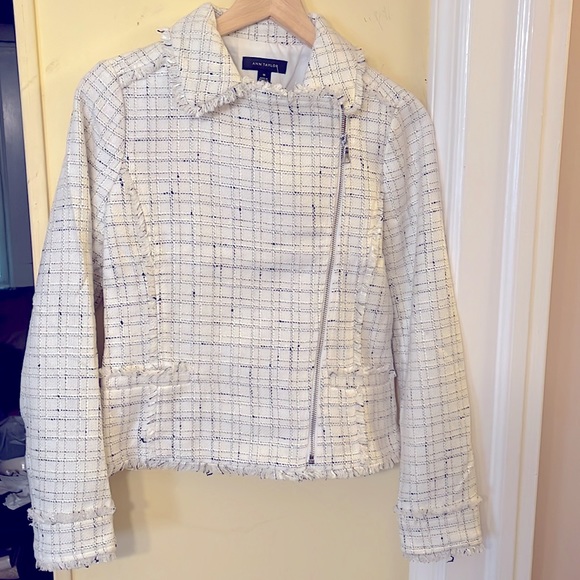 NWT Ann Taylor Fringe Tweed Long Sleeve Jacket/Blazer, Size 00 - Picture 1 of 11